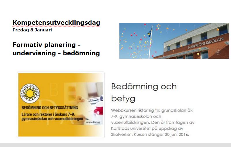 studiedag betyg och bedömning