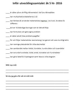 Inför utvecklingssamtalet